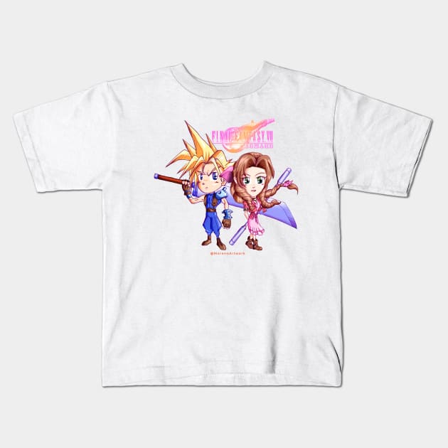 Cloud Loves Aerith ファイナルファンタジーＶＩＩ Kids T-Shirt by MorenoArtwork